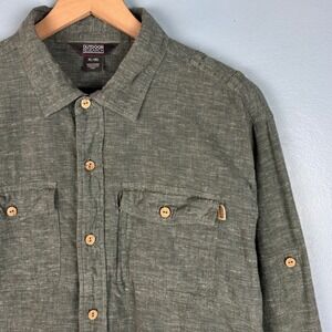 Outdoor Research Harrelson Shirt Men XL Green Hemp Cotton Button Up Long Sleeve